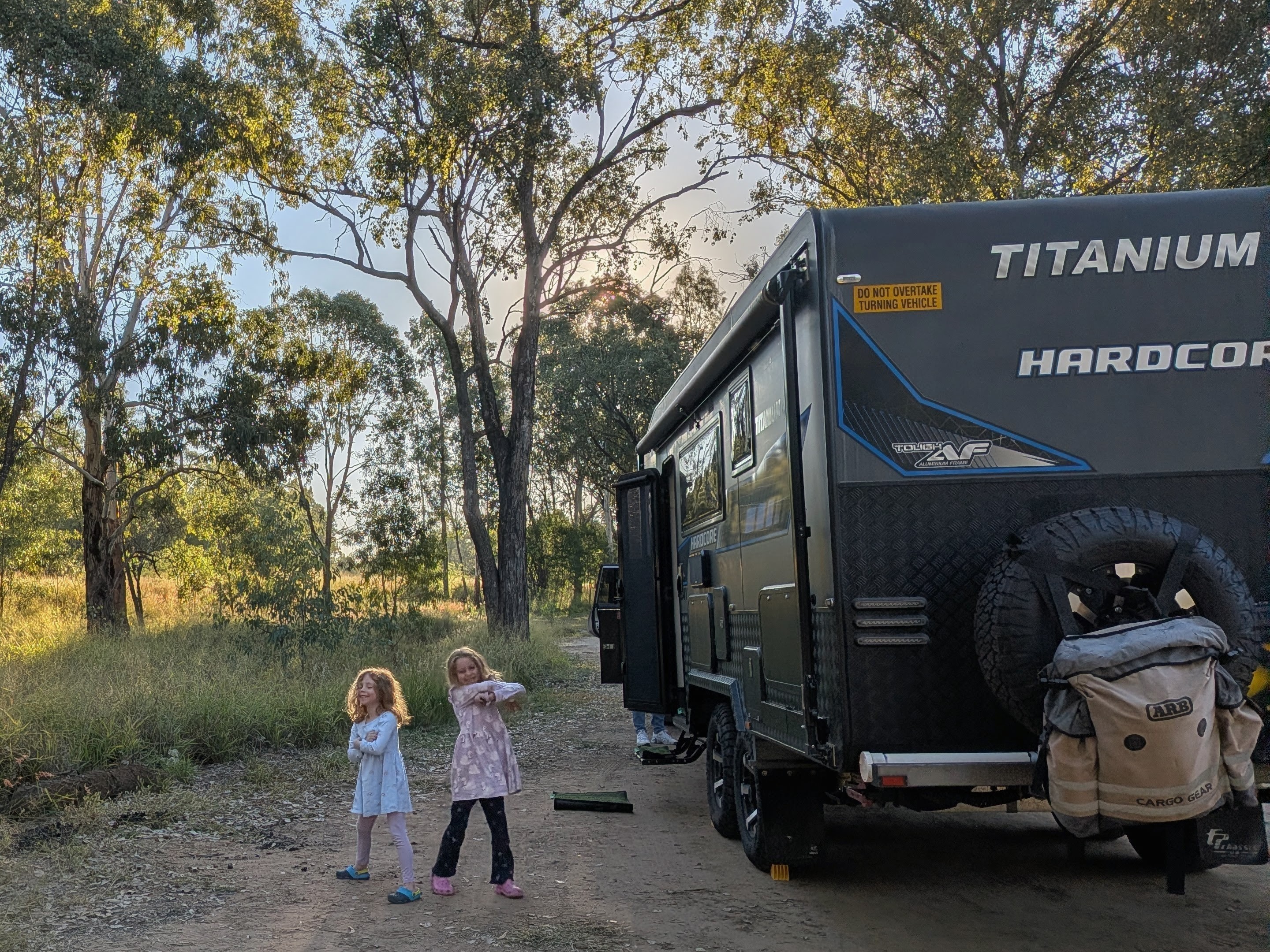 The girls outside TITANIUM HARDCORE at the free camp in Miles