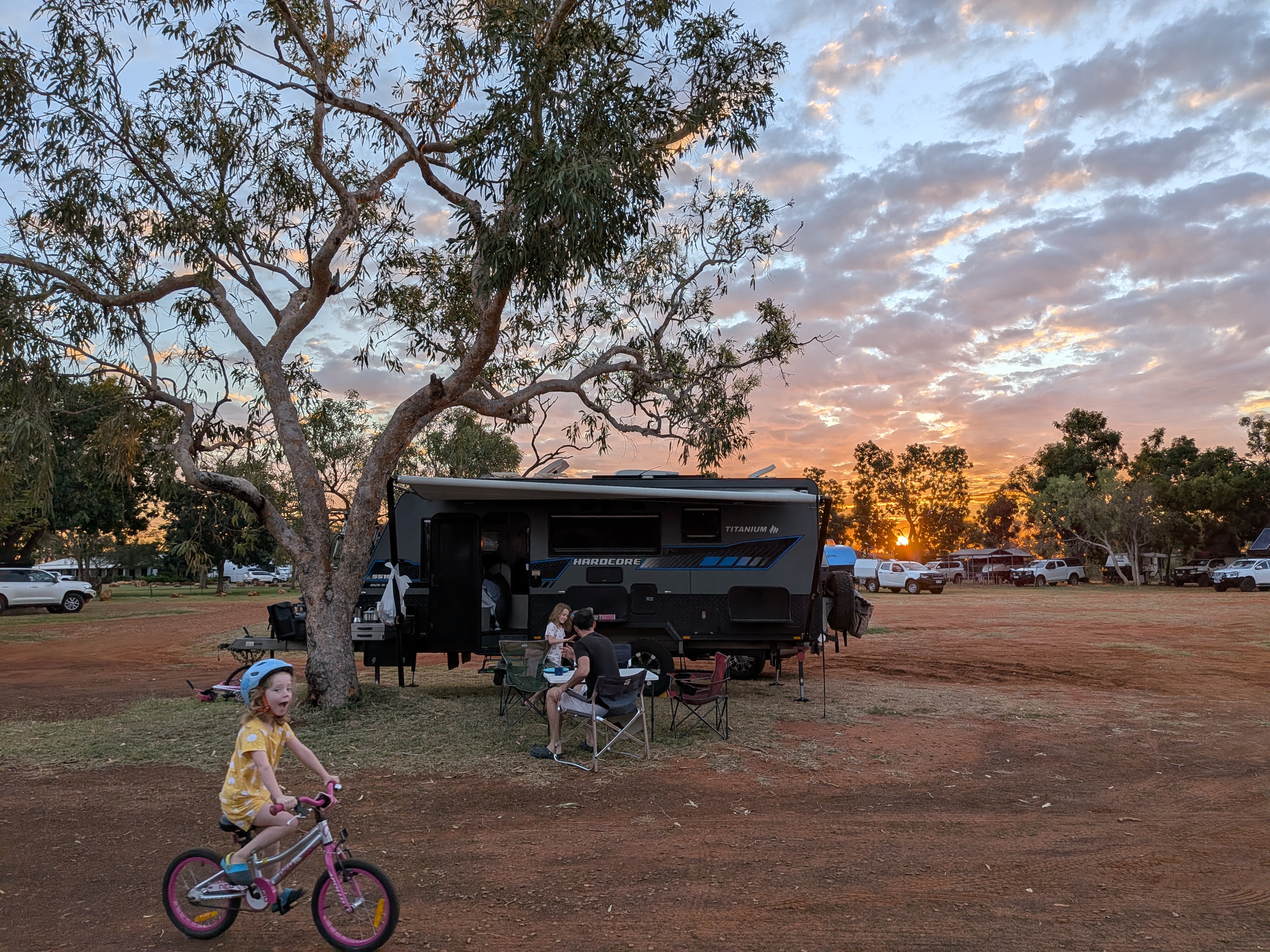 Leah bike riding at sunrise by TITANIUM HARDCORE at Barkly Homestead