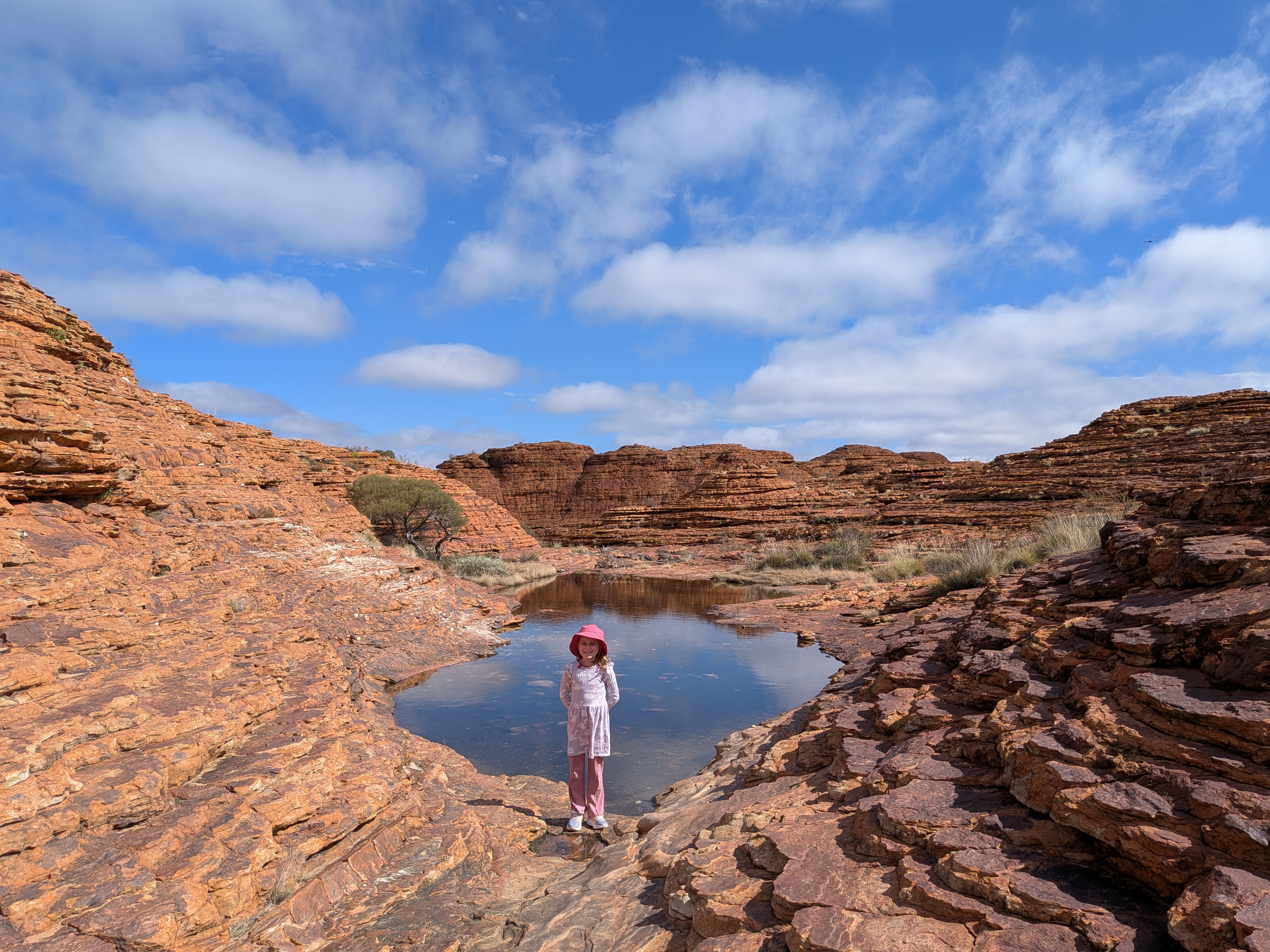 Leah standing by the rock pool in the Garden of Eden at Kings Canyon