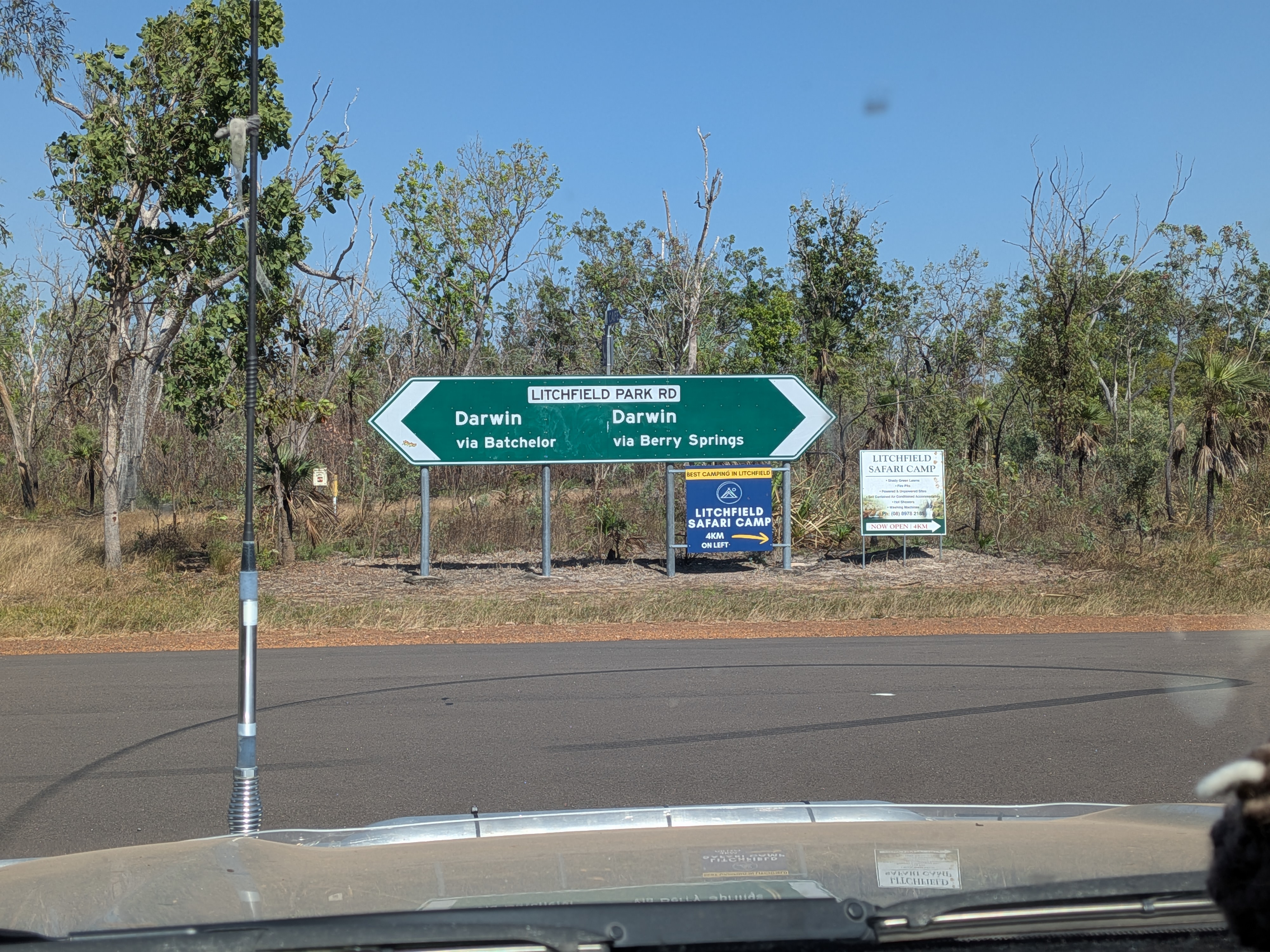 Litchfield Park Road signs through the windscreen