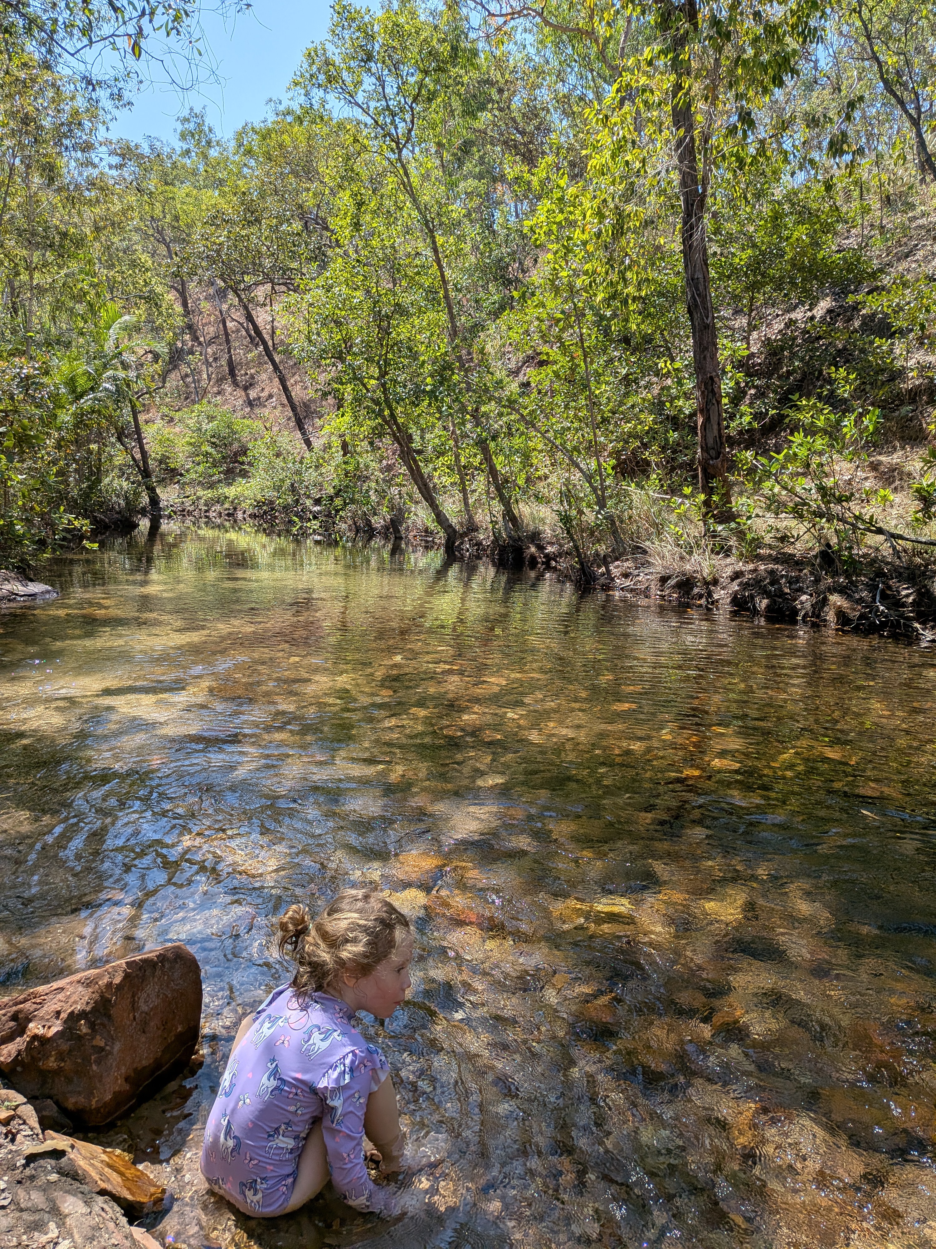 Leah in the clear shallows of Walker Creek