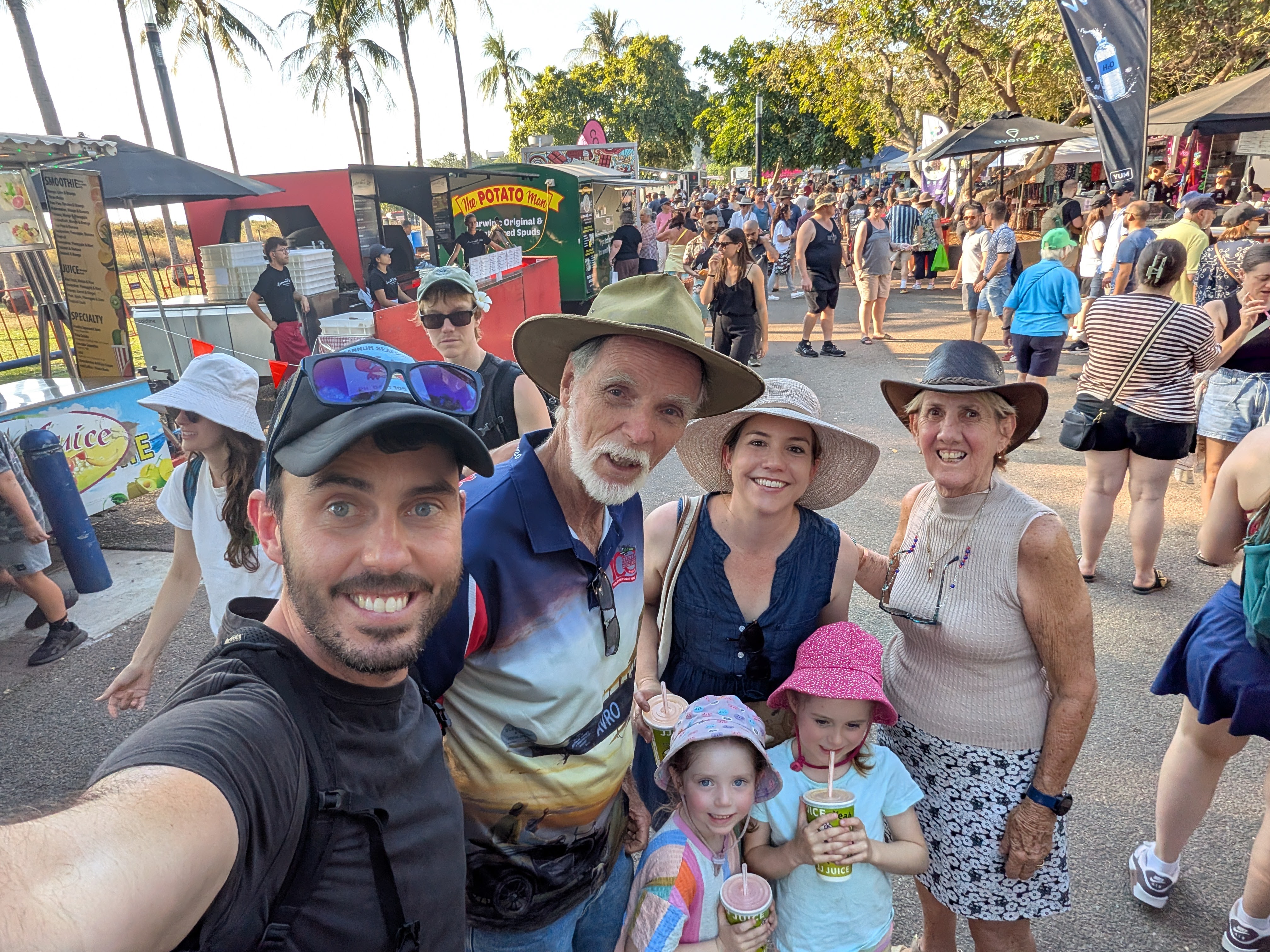 Selfie with Gordon and Tricia at the Mindil Beach Sunset Markets, juices in hand