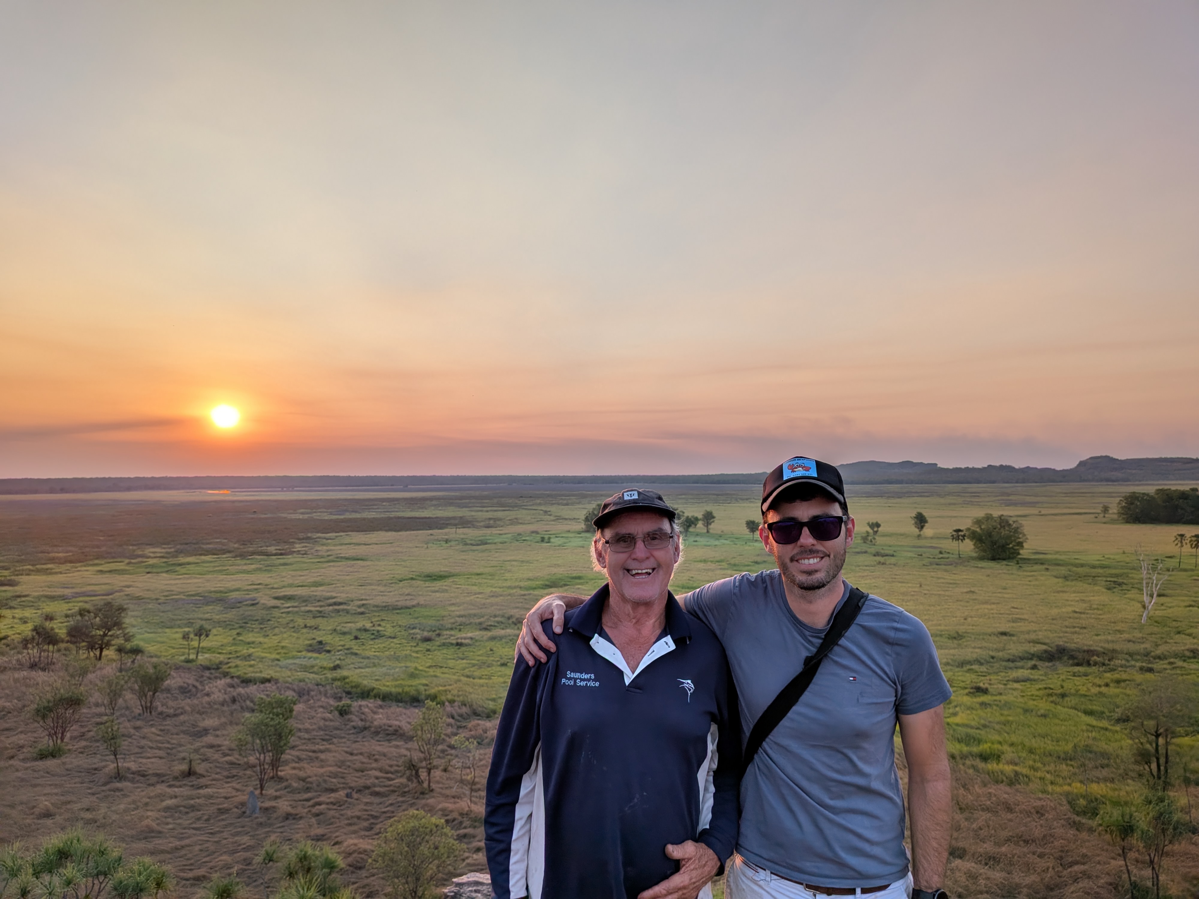 Pa and Dylan at the top of Ubirr at sunset