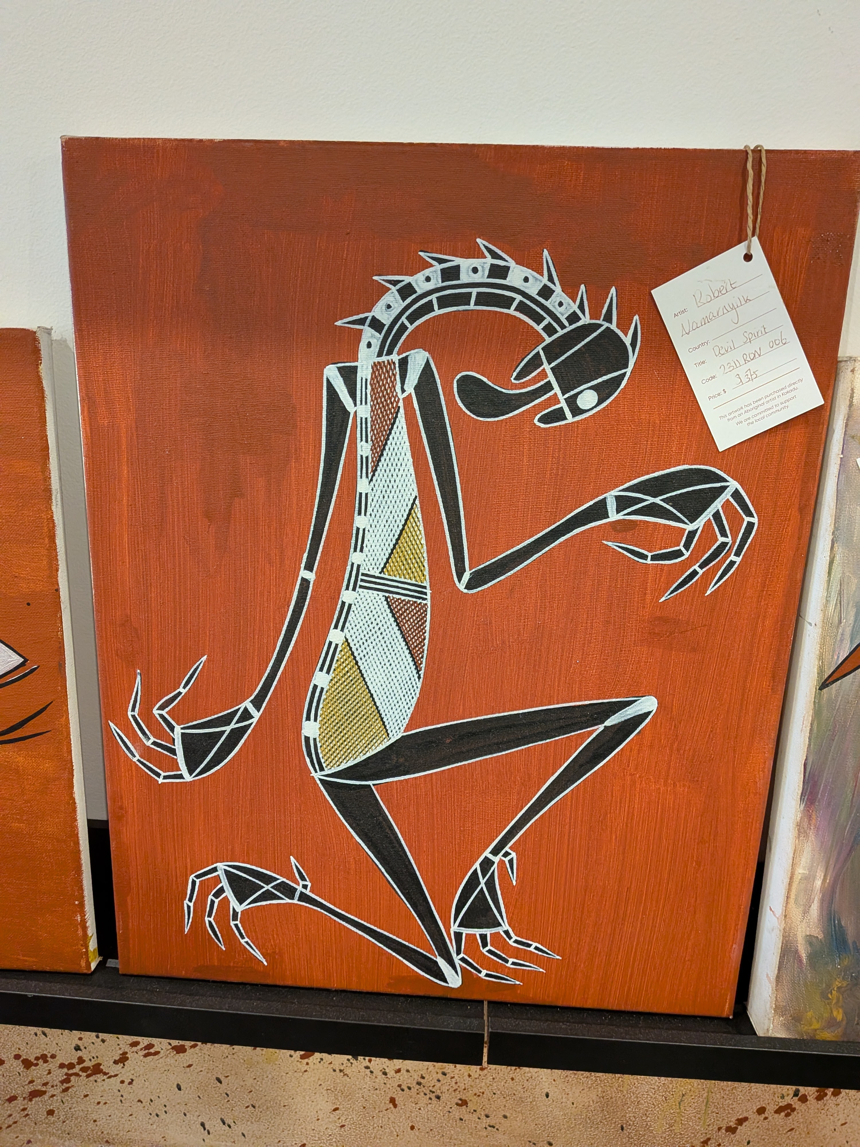 &lsquo;Devil Spirit&rsquo; by Robert Namarnyilk &mdash; the beautiful ochre art we found in Jabiru
