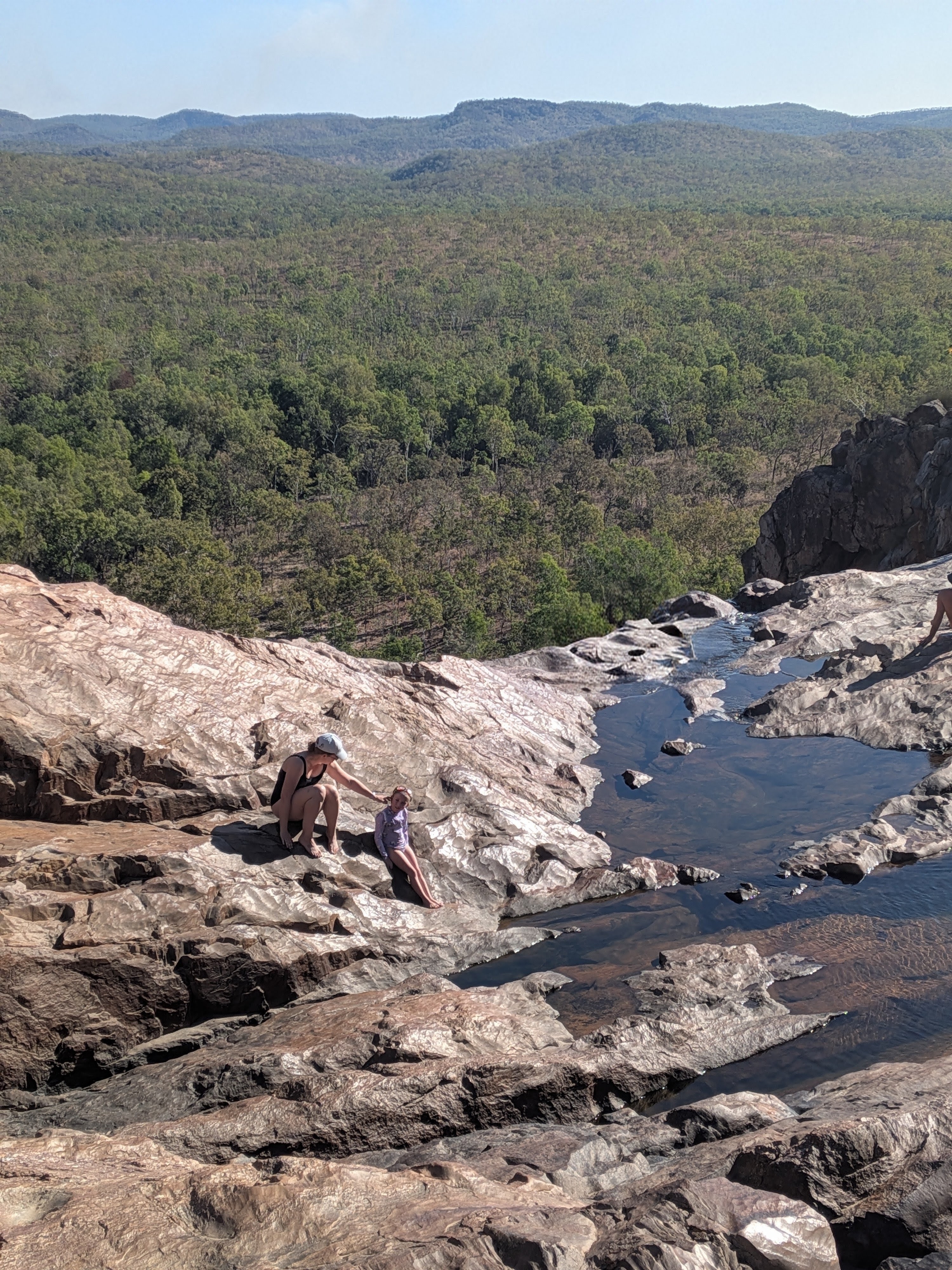 Erin and Leah exploring the rock pools above the falls