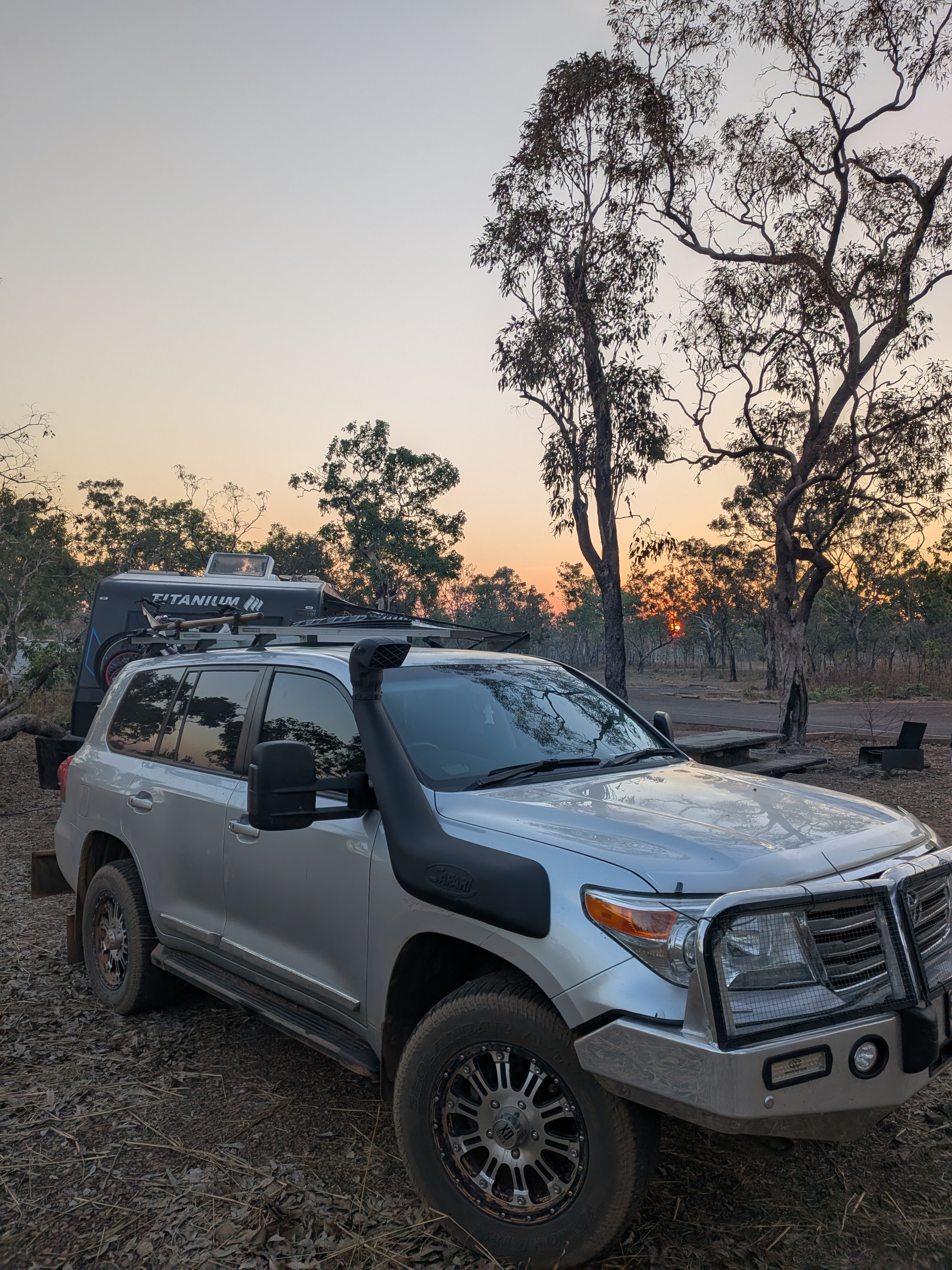 Sunrise over Reg and TITANIUM HARDCORE at Gungurul on our last Kakadu morning