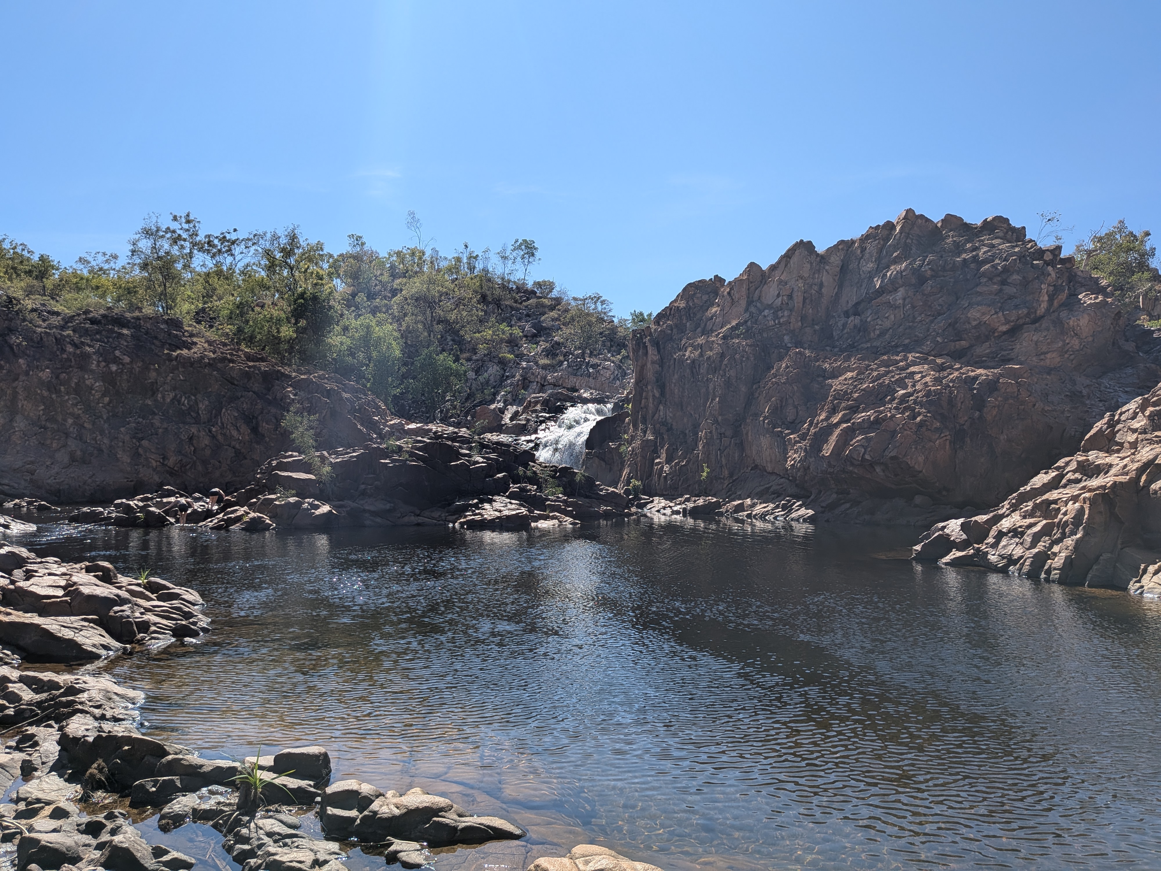 The top pool cascade &mdash; worth the hot walk up