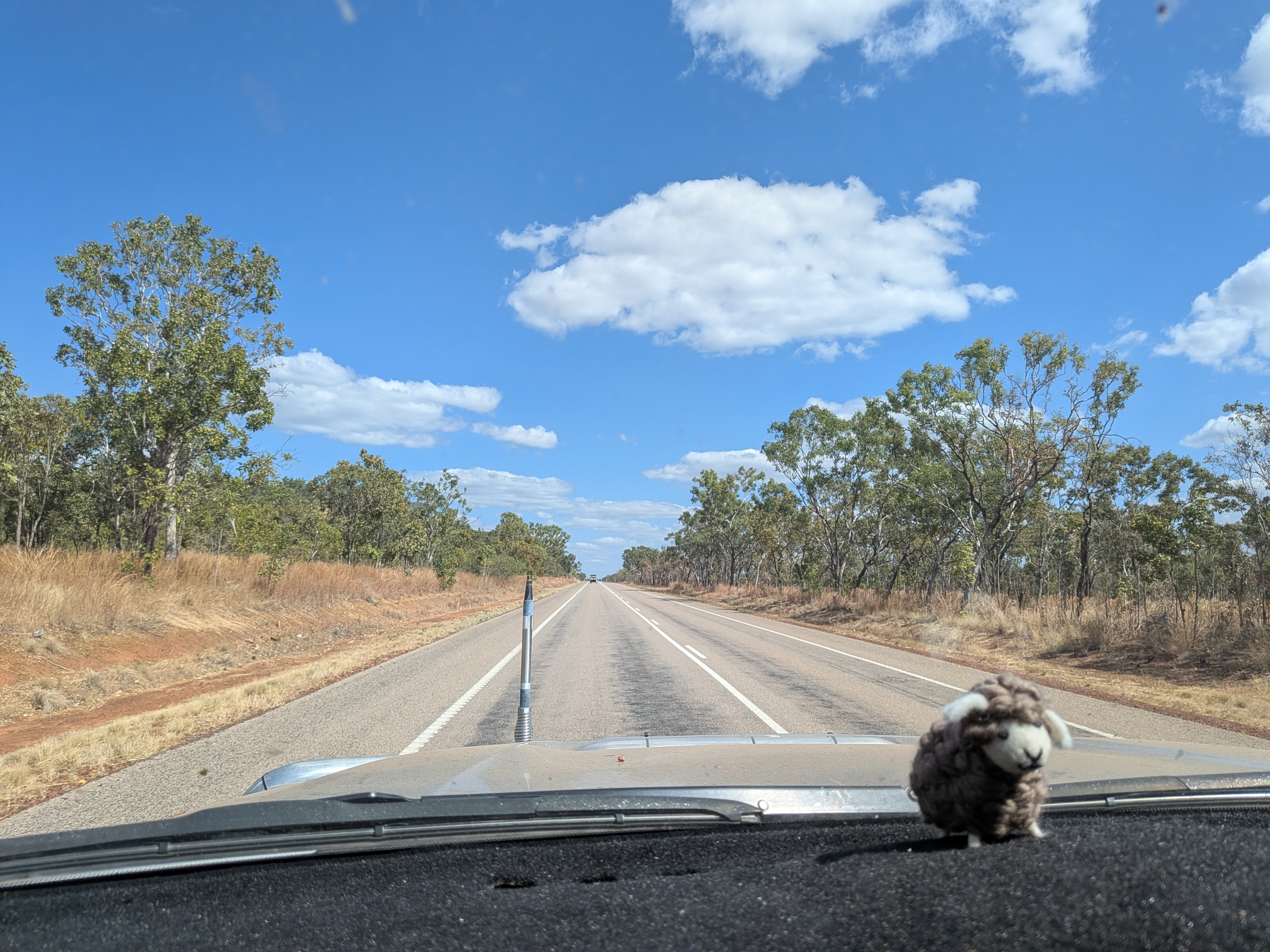 Baaanaby pointing us down the Victoria Highway, westward bound
