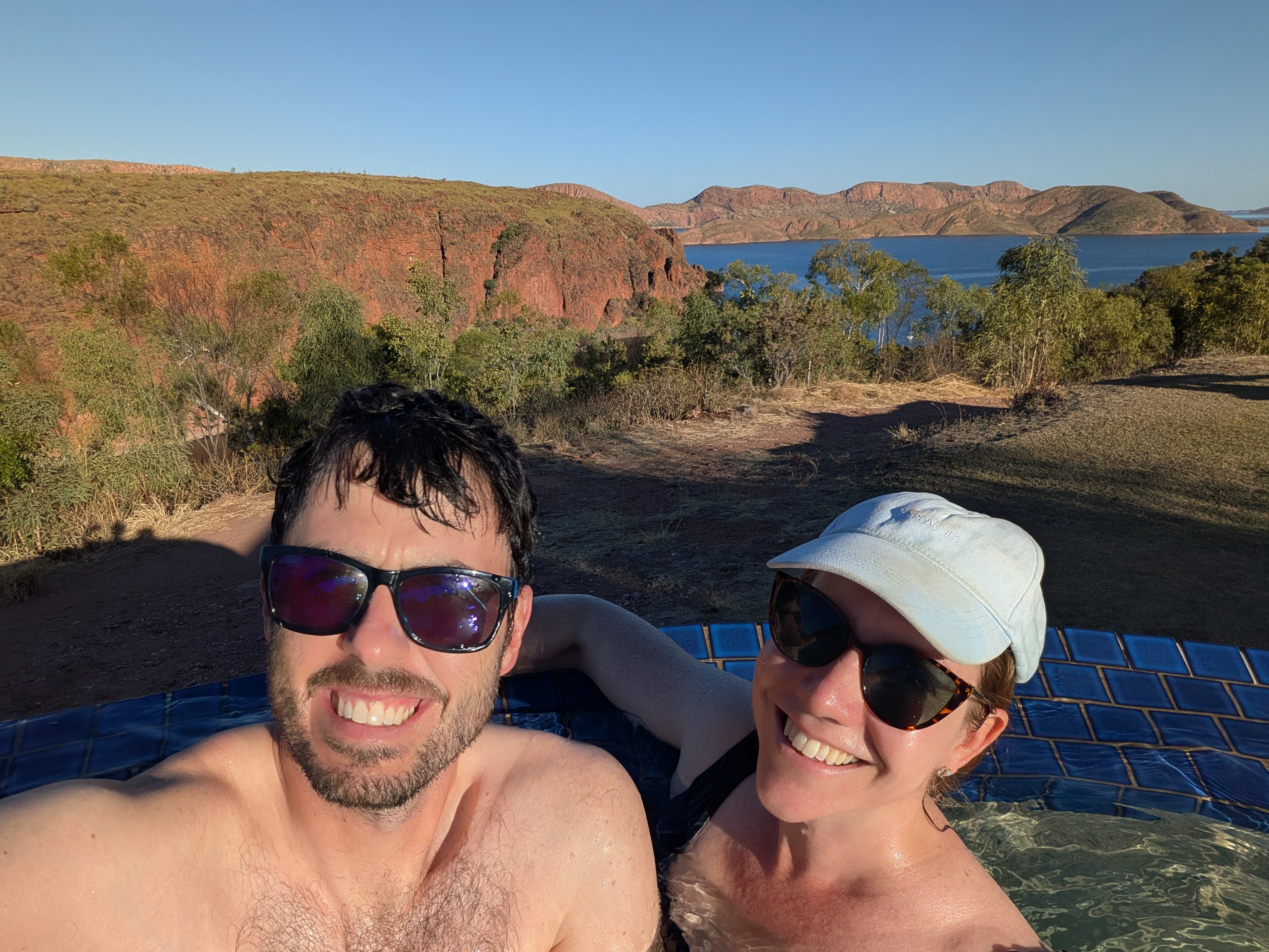 A sunset pool selfie while the girls weren&rsquo;t looking