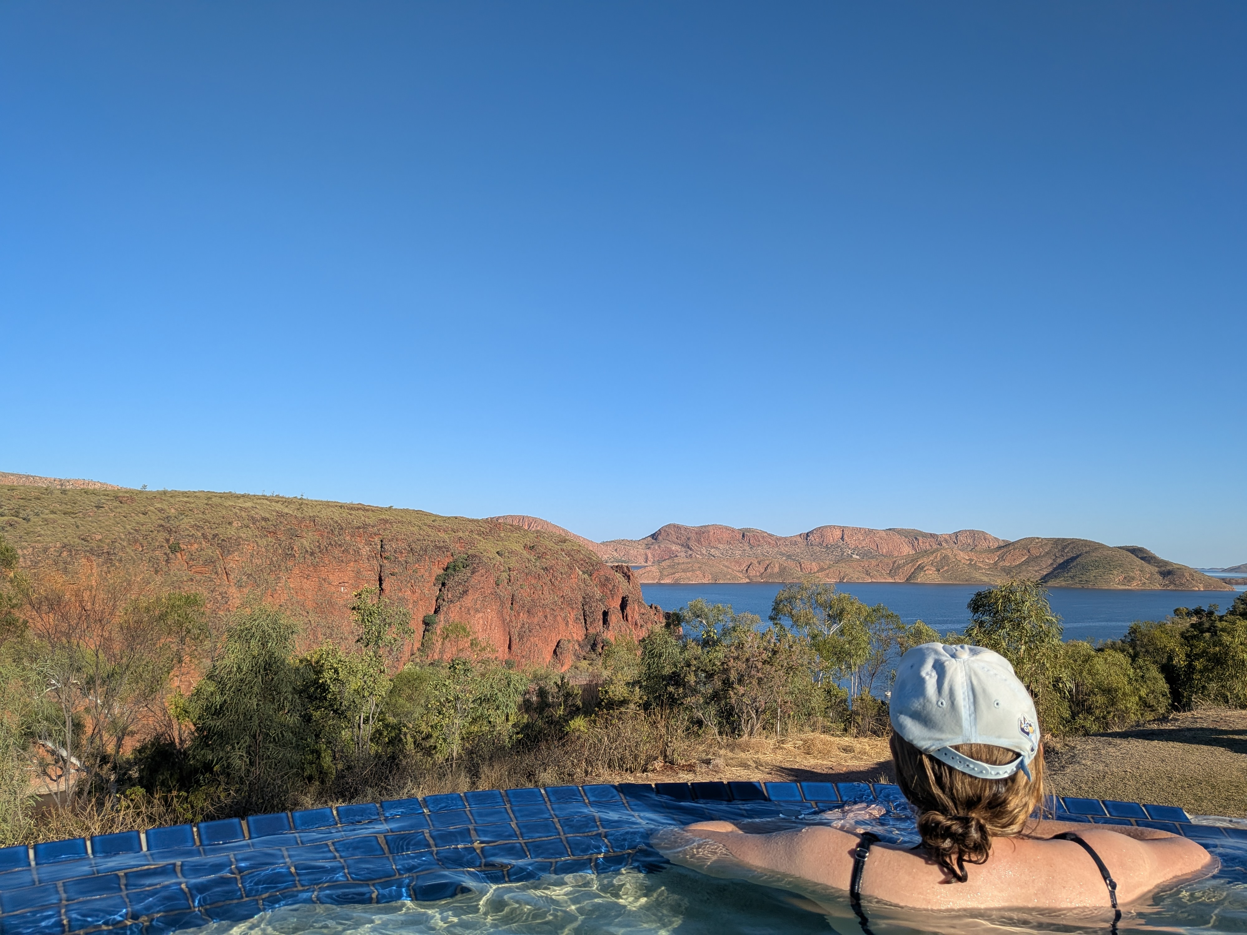 Watching the light change over the lake from the pool&rsquo;s edge