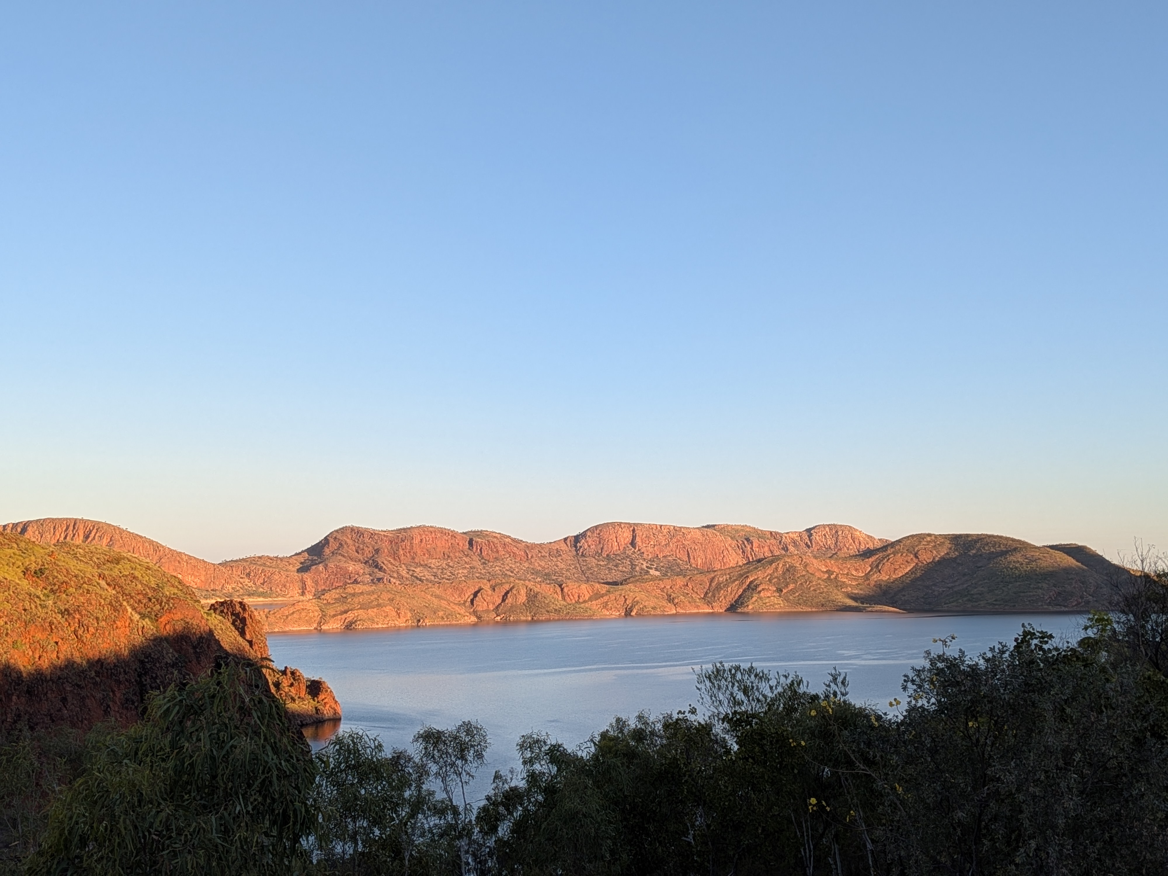 The Carr Boyd Ranges glowing as the sun drops