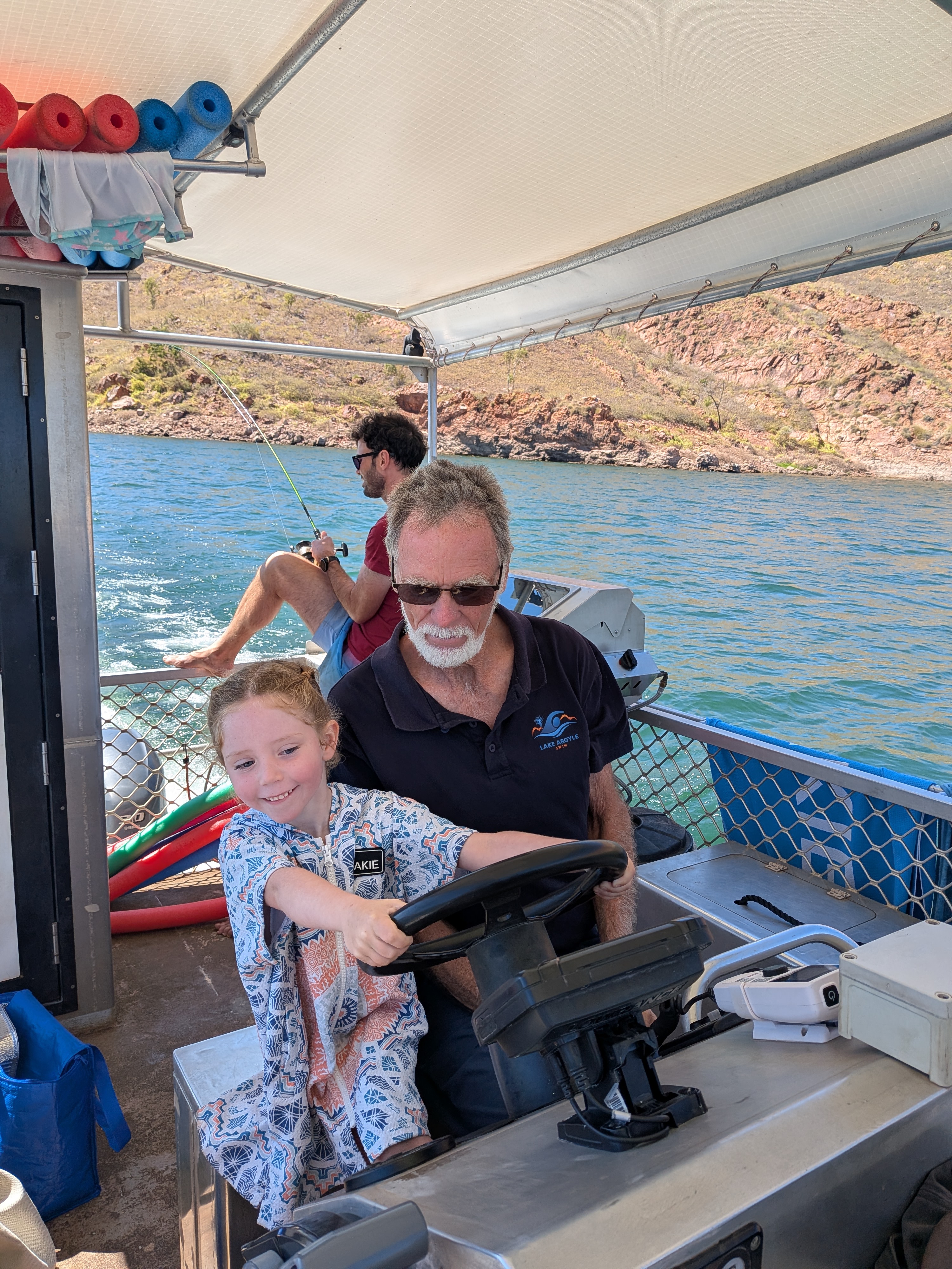 Driving lessons with Gordon while Dylan trolls off the stern