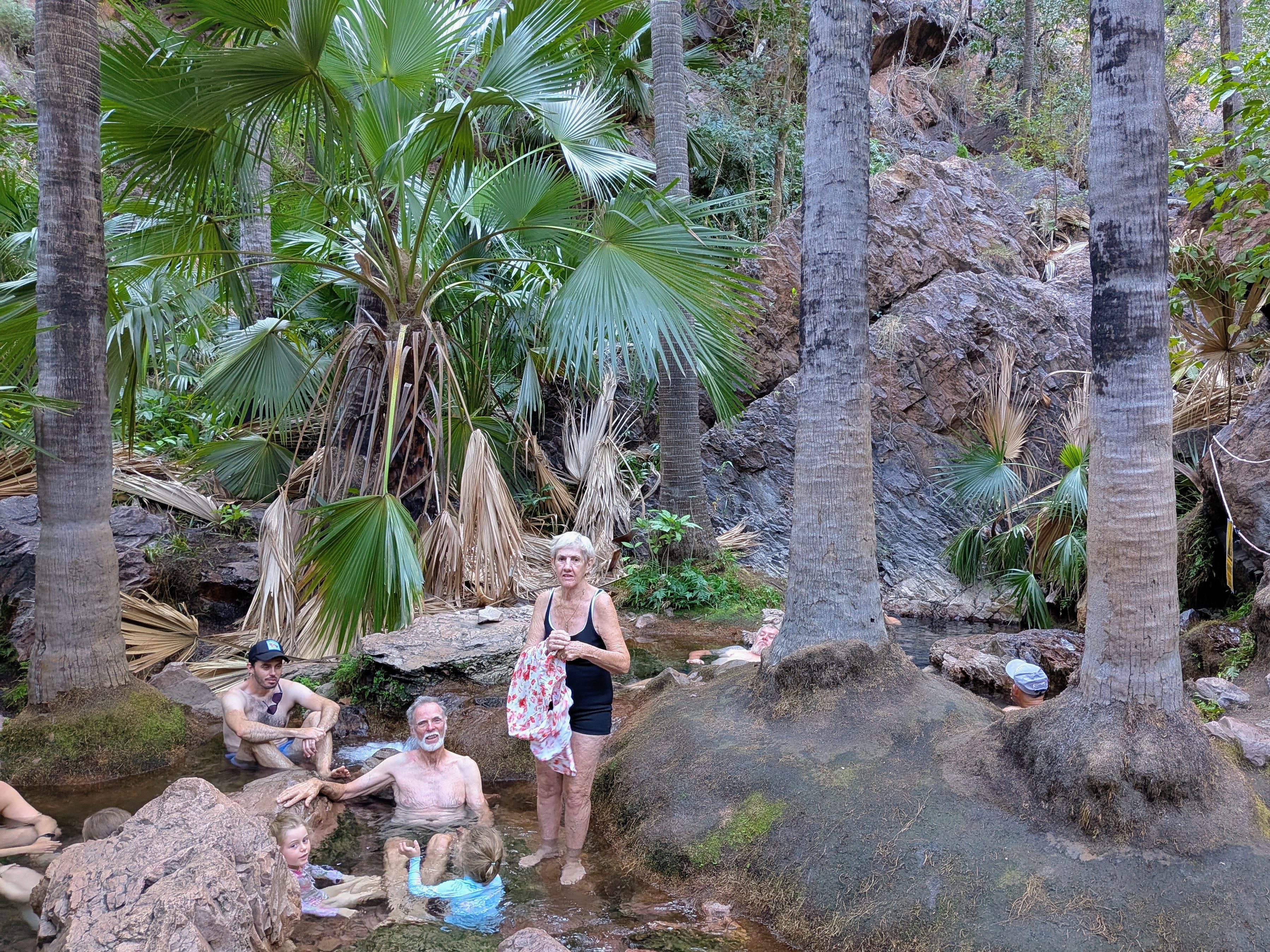 Zebedee Springs &mdash; Gordon, Tricia, Dylan and the girls spread across the pools