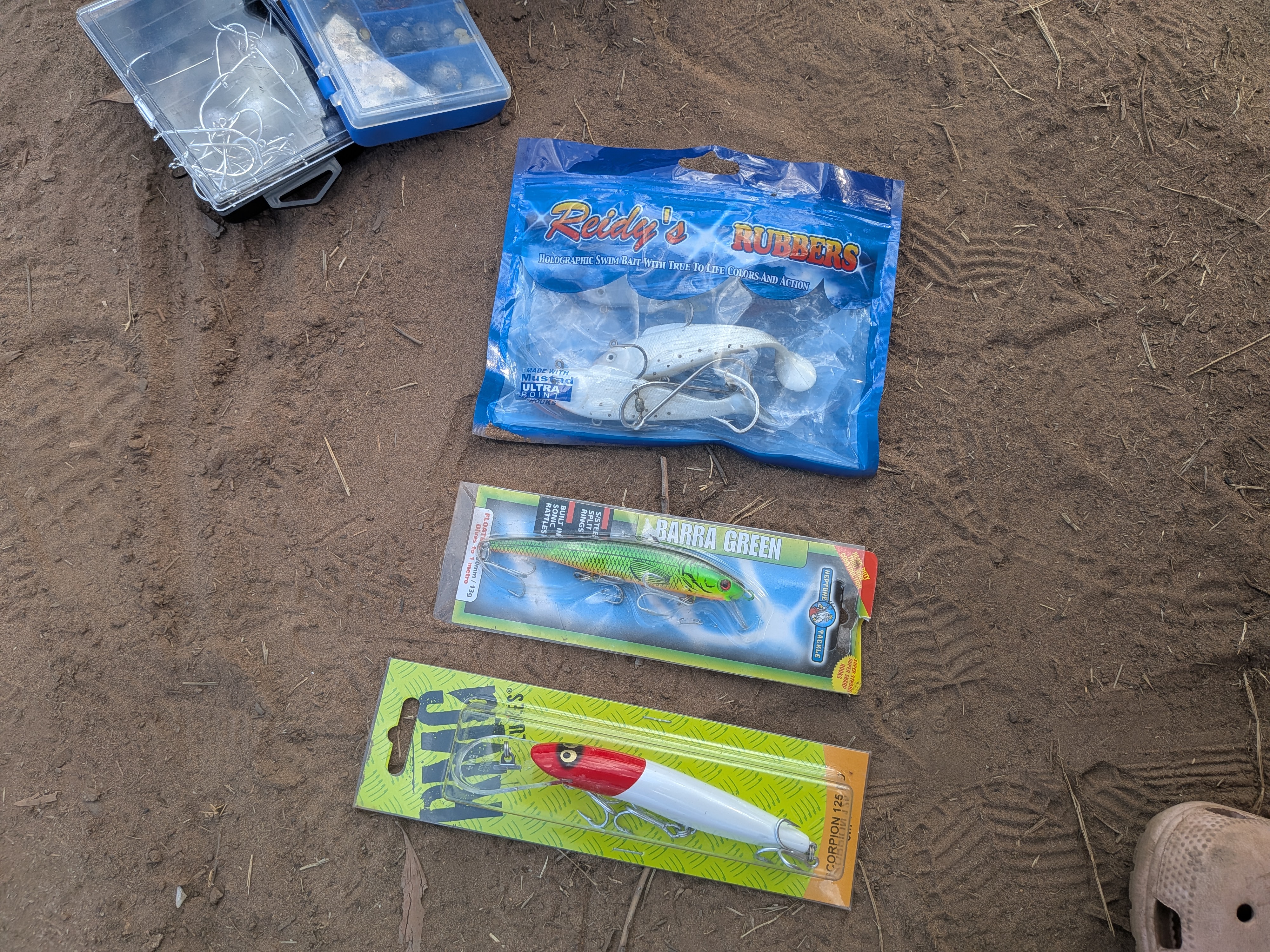 The lure collection, ready for the river