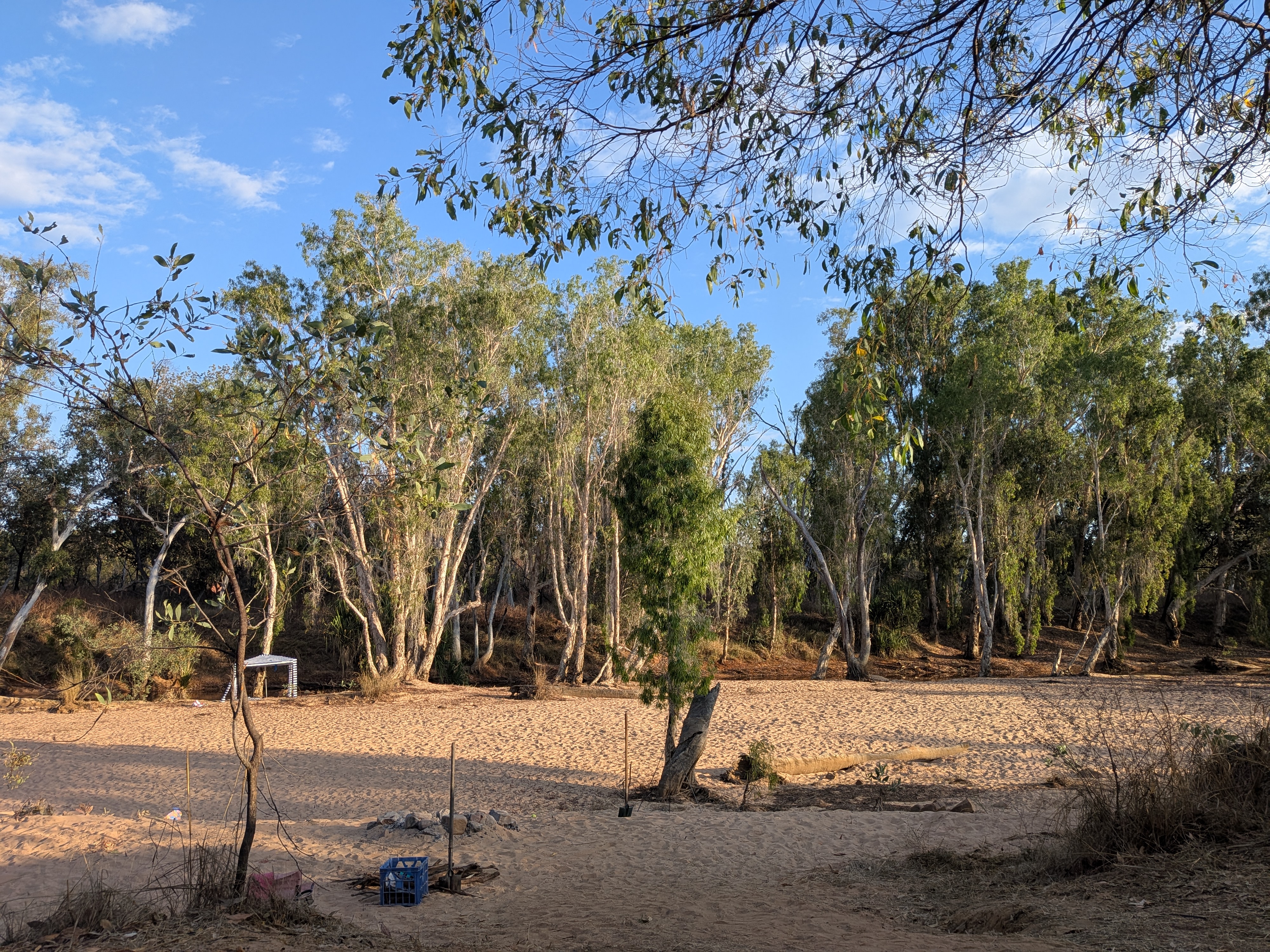 Monday morning on our private beach, shovel still standing