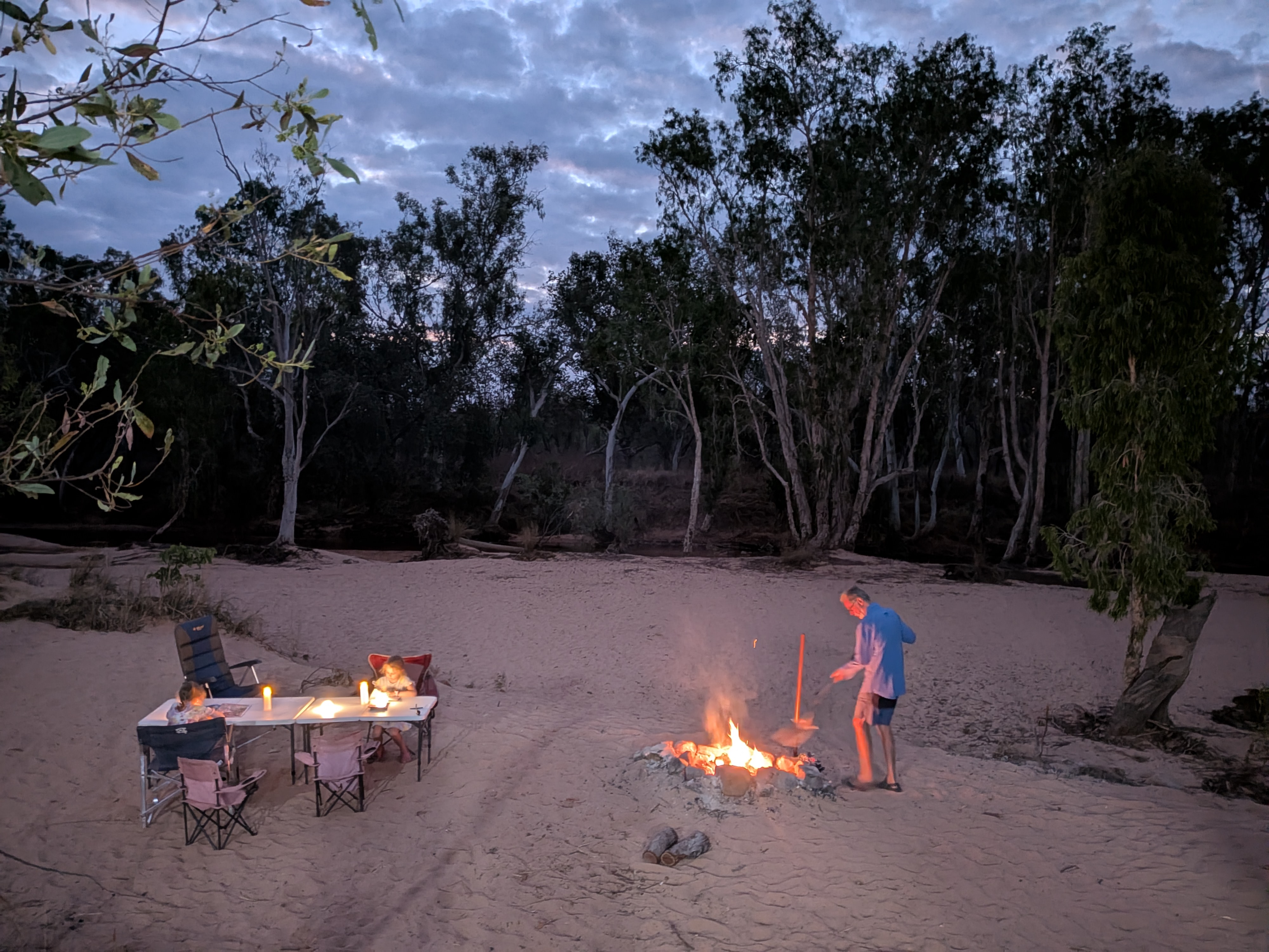 Last night at the Gibb River camp &mdash; candles, books and the fire