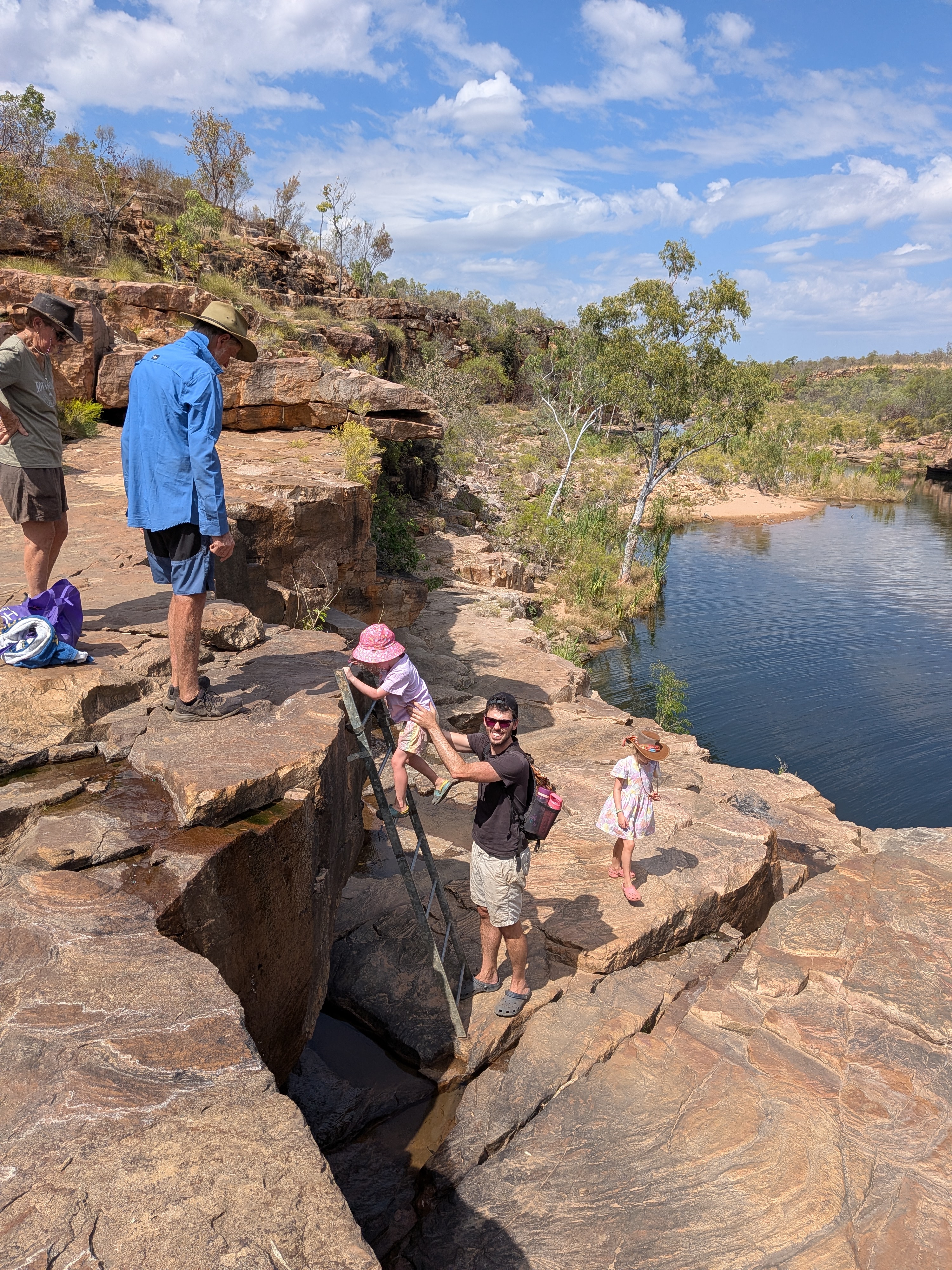 Down the ladder into the swimming hole