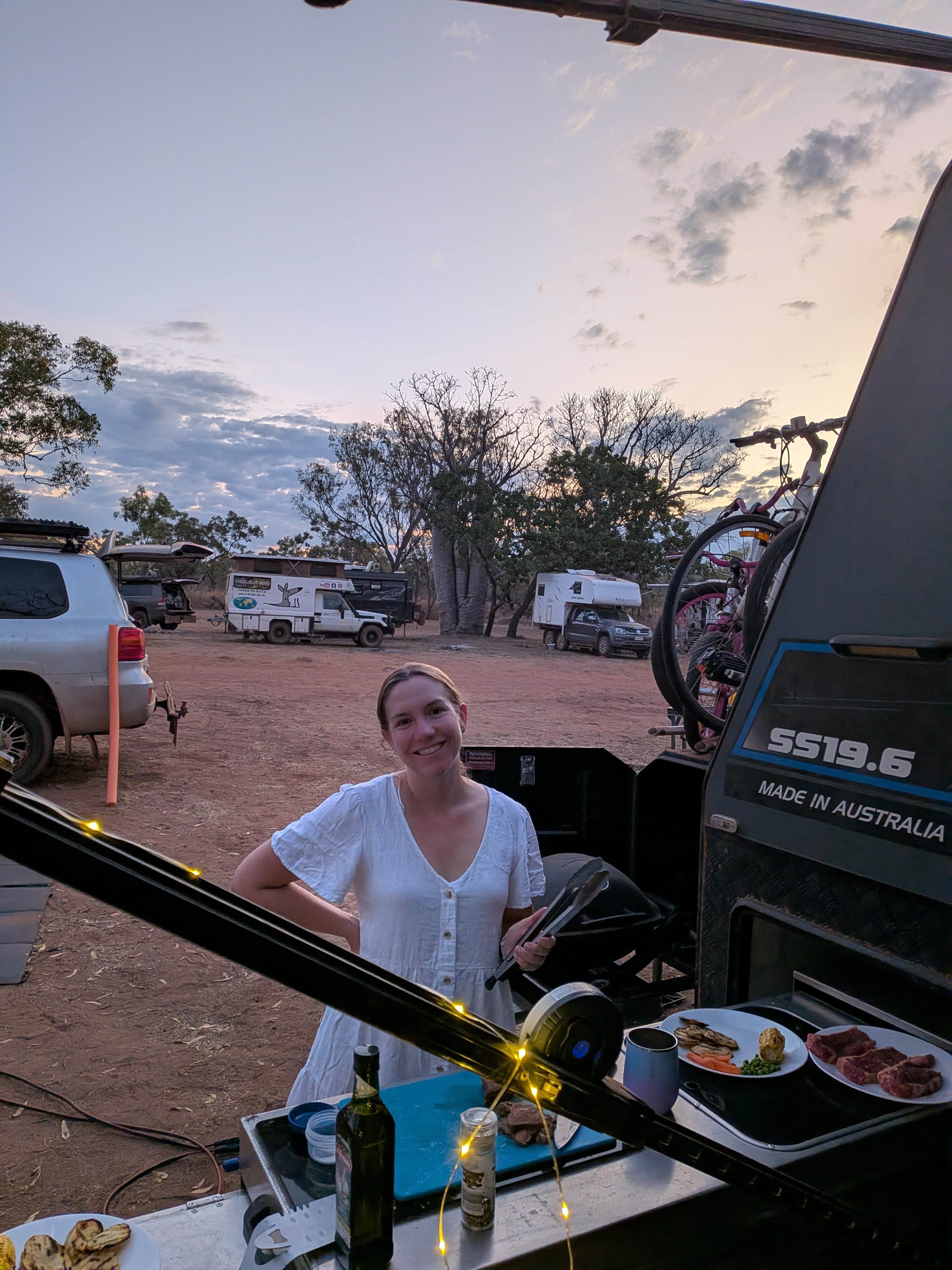 Mt Elizabeth steaks on the Weber at dusk
