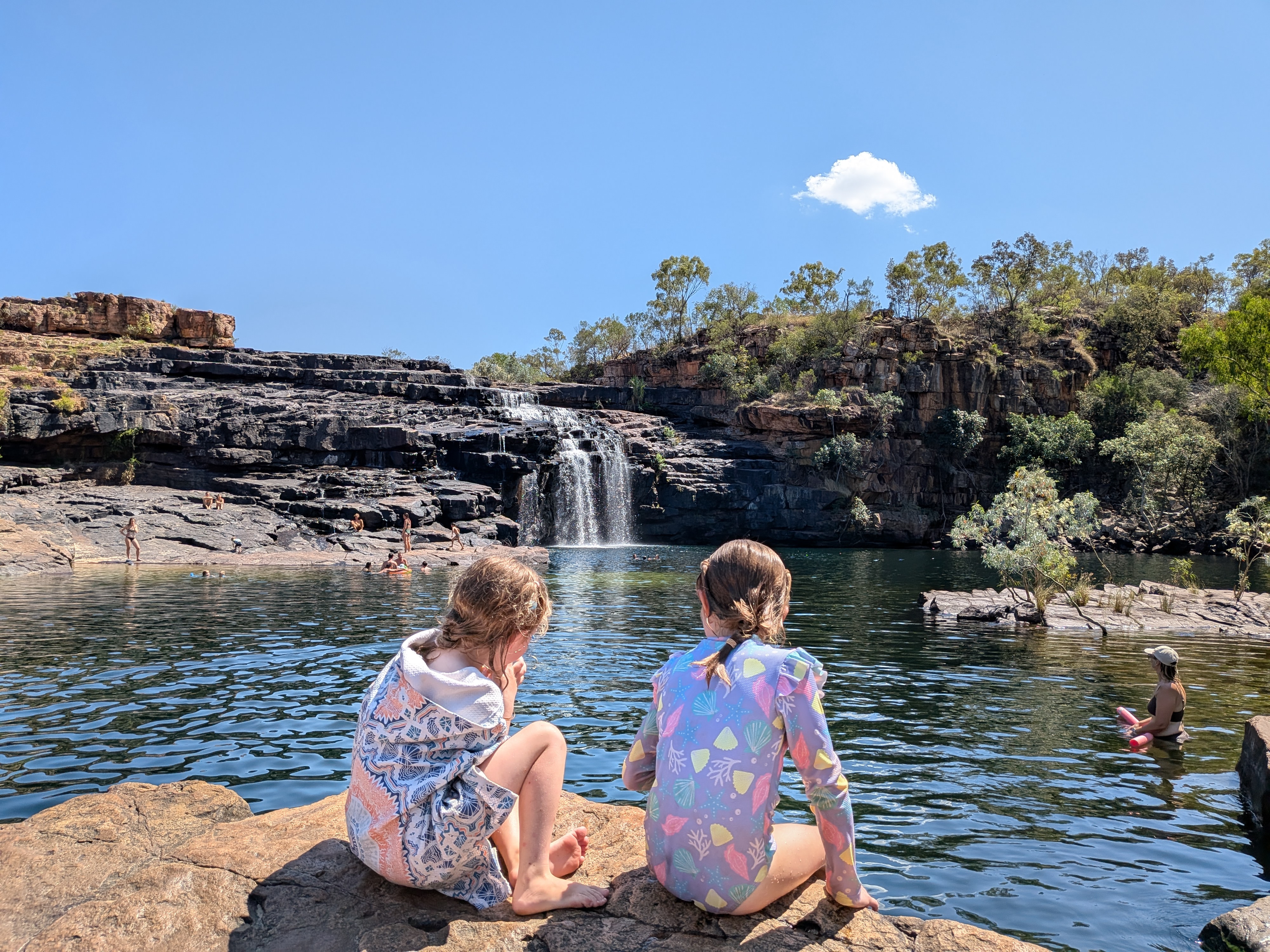 The girls taking in Manning Falls