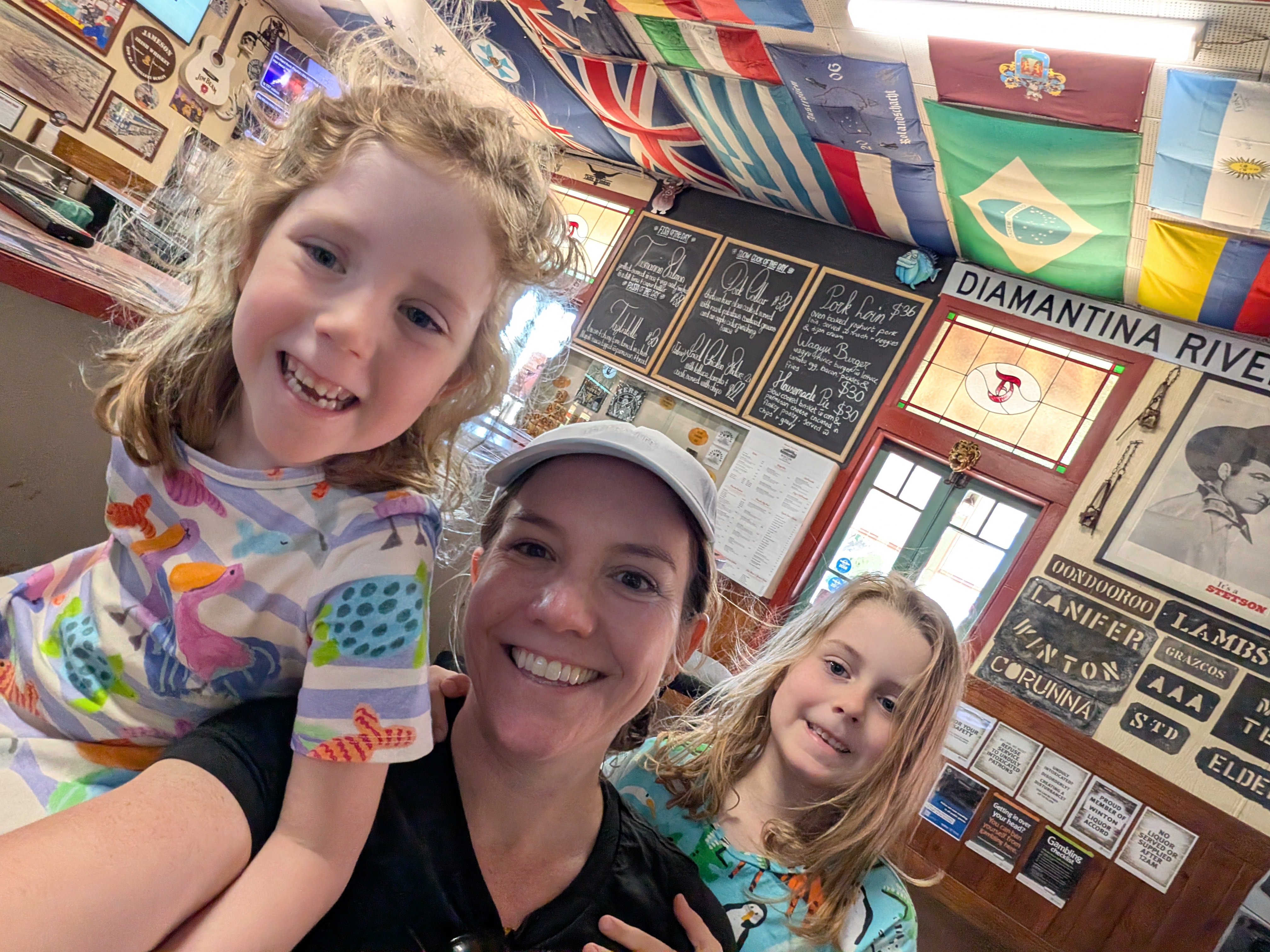 Erin and the girls selfie inside the Tattersalls Pub in Winton