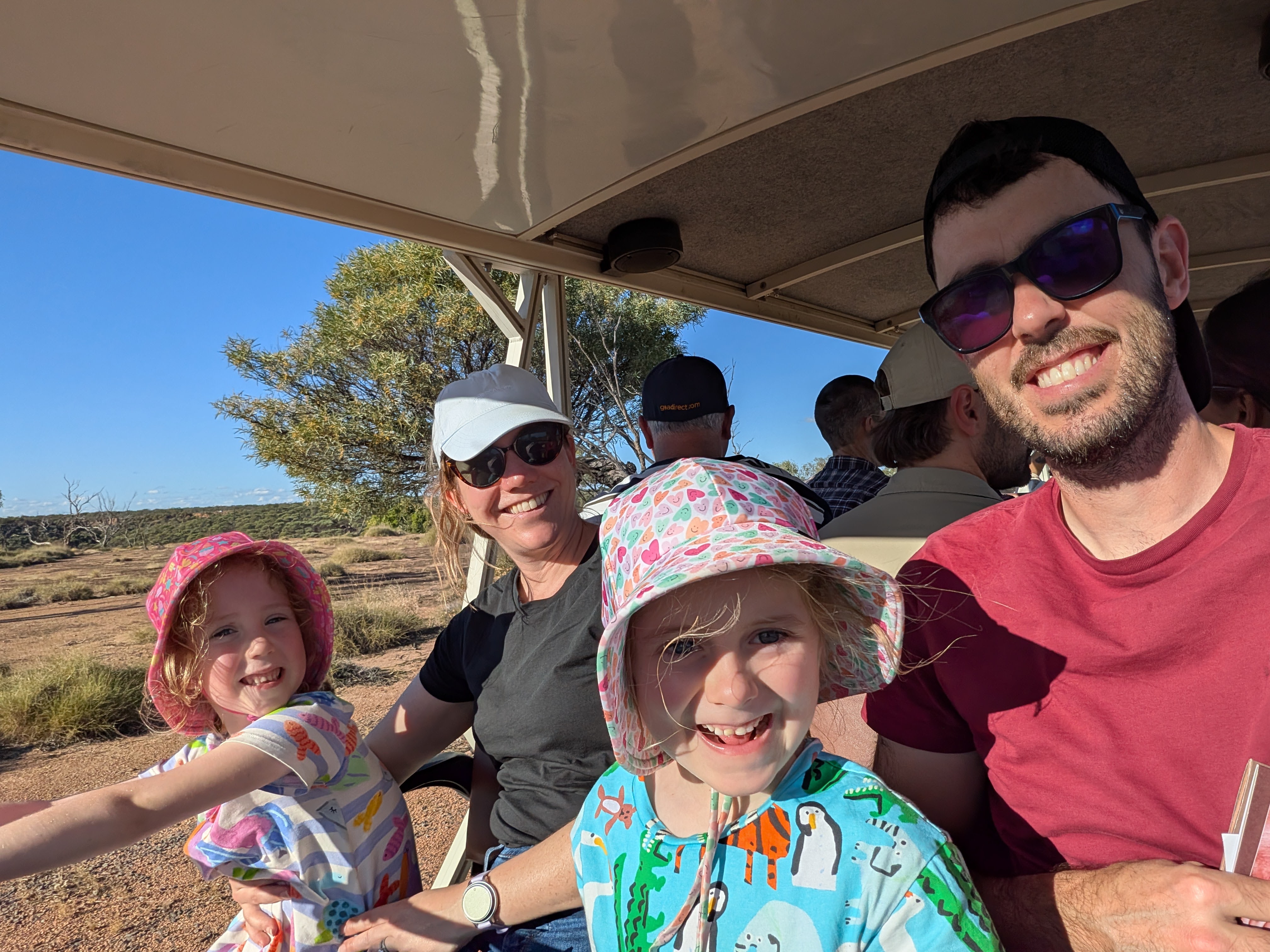 Family selfie on the museum tram ride