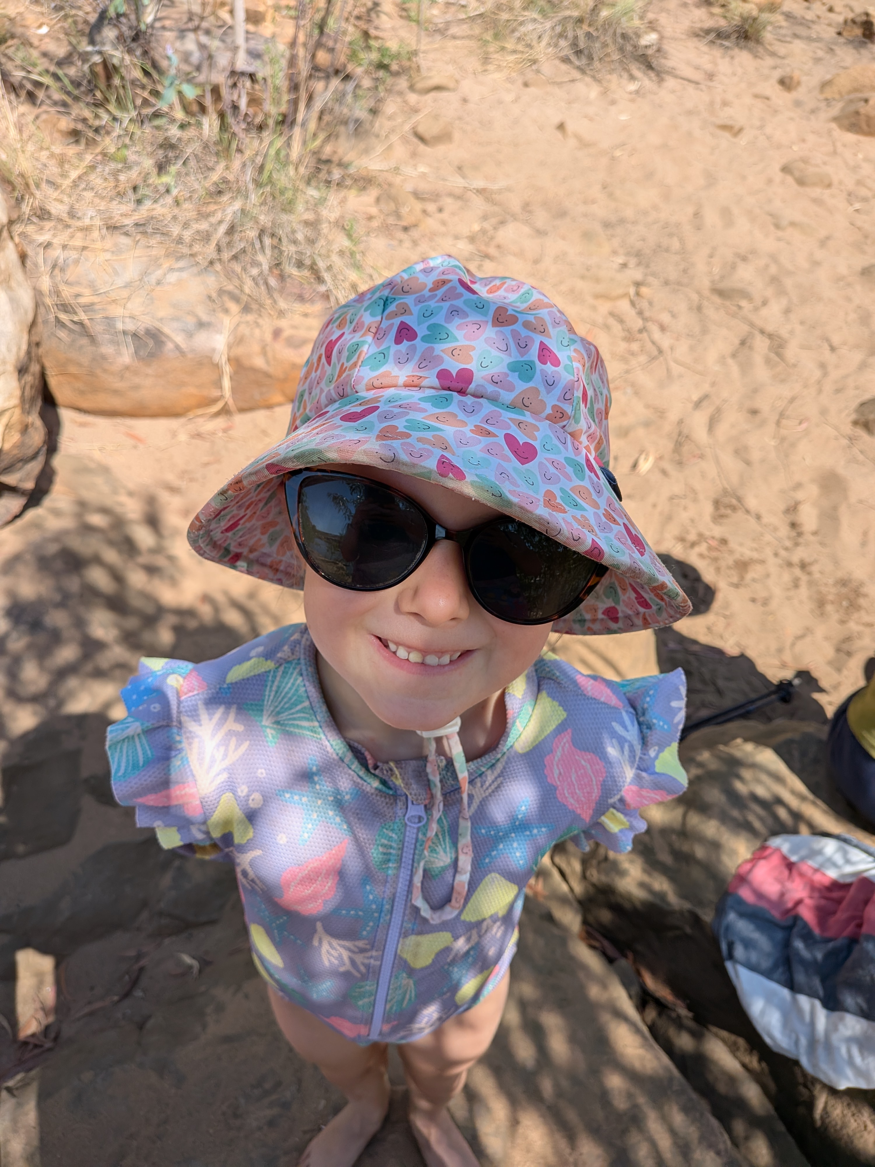 Leah, borrowed sunnies and all, on the walk
