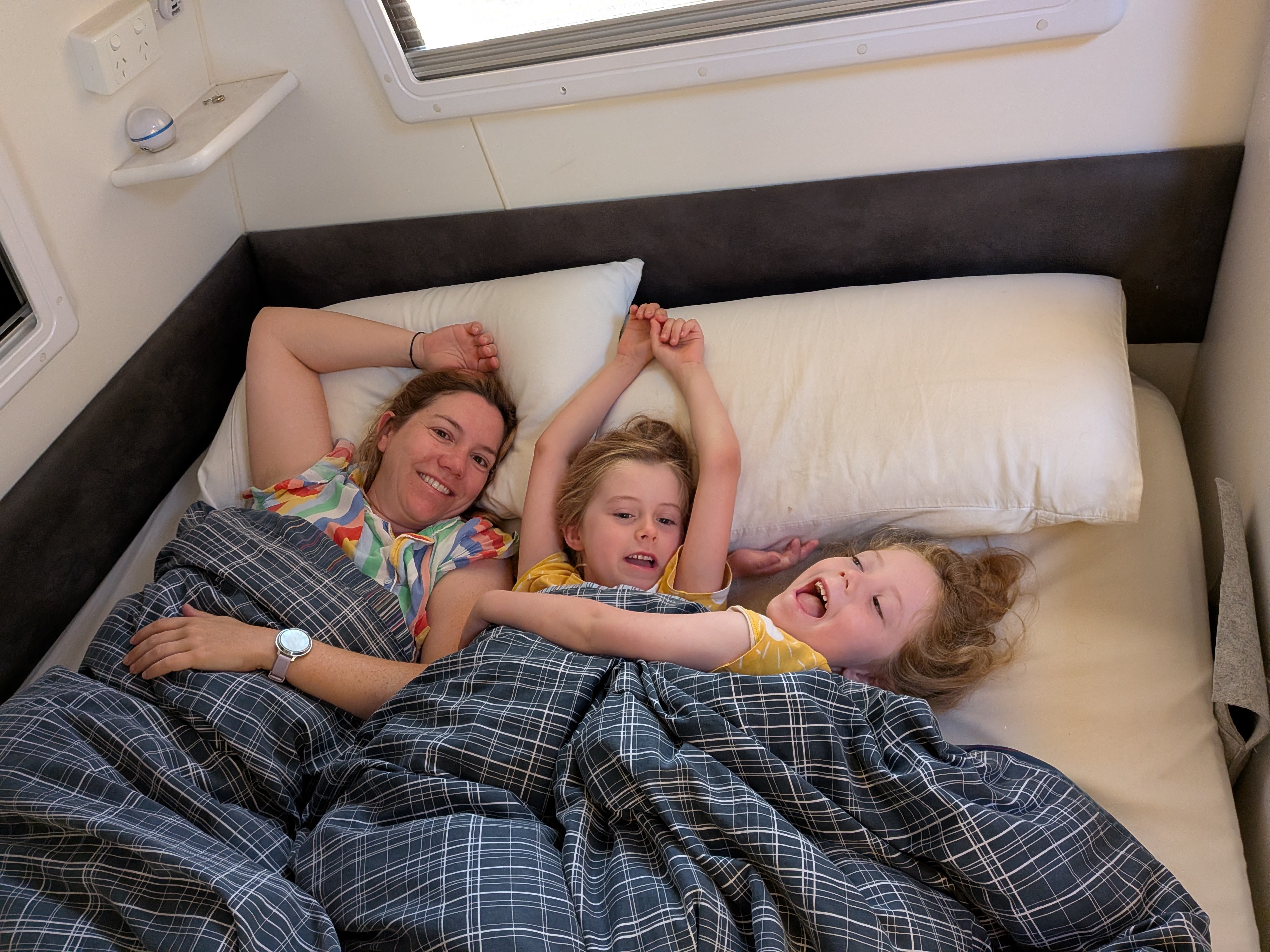 Last Gibb wake-up &mdash; morning cuddles in the big bed